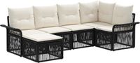 vidaXL Tuinbank Set 6-persoons Zwart Polyrattan