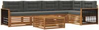 vidaXL - Bank loungeset - 5 zitplekken - Acacia hout - Natuurlijk en antraciet