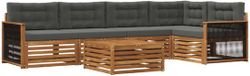 vidaXL - Bank loungeset - 5 zitplekken - Acacia hout - Natuurlijk en antraciet