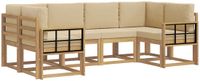 vidaXL - Hoek loungeset - 6 zitplekken - Wit en Beige - Acacia Hout