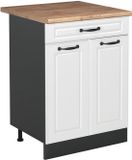 Vicco Keukenonderkast R-Line, Wit landelijk/Antraciet, 60 cm met lade goudkleurig eiken werkblad