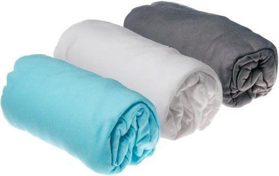 Easy dort 3 x hoeslaken 70x140 grijs, blauw, wit