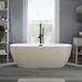 Otterton Baignoire autoportante Moderne Ovale avec Deux Dossiers - Gris Lin et Trop-plein Noir | 160cm x 75cm