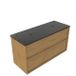 Saniclass Ensemble de meubles de salle de bain avec cadre en bois - 120x45x63cm - Plan de toilette en basalte Noche poli (noir) - 2 trous de robinet - 2 tiroirs - chêne mat naturel (bois) SW1578604/SW728239