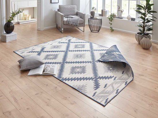 Bougari Malibu Vloerkleed - 120x170 cm - Crème & Blauw