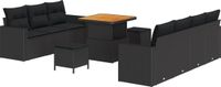 vidaXL Tuinbank Set 10-delig Zwart Polyrattan