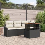 vidaXL Tuinbank - Set - 5 - st - Zwart - Poly - rattan