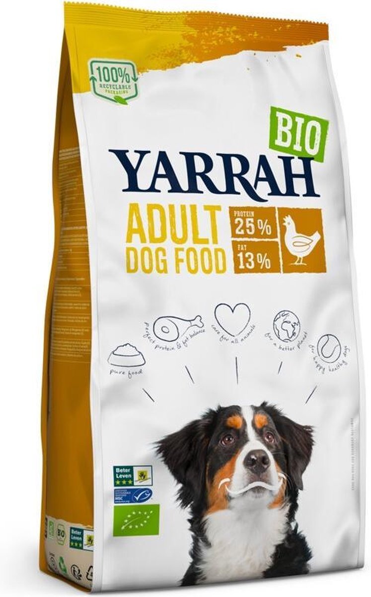 YARRAH 4x Biologisch Hondenvoer Adult Kip 2 kg