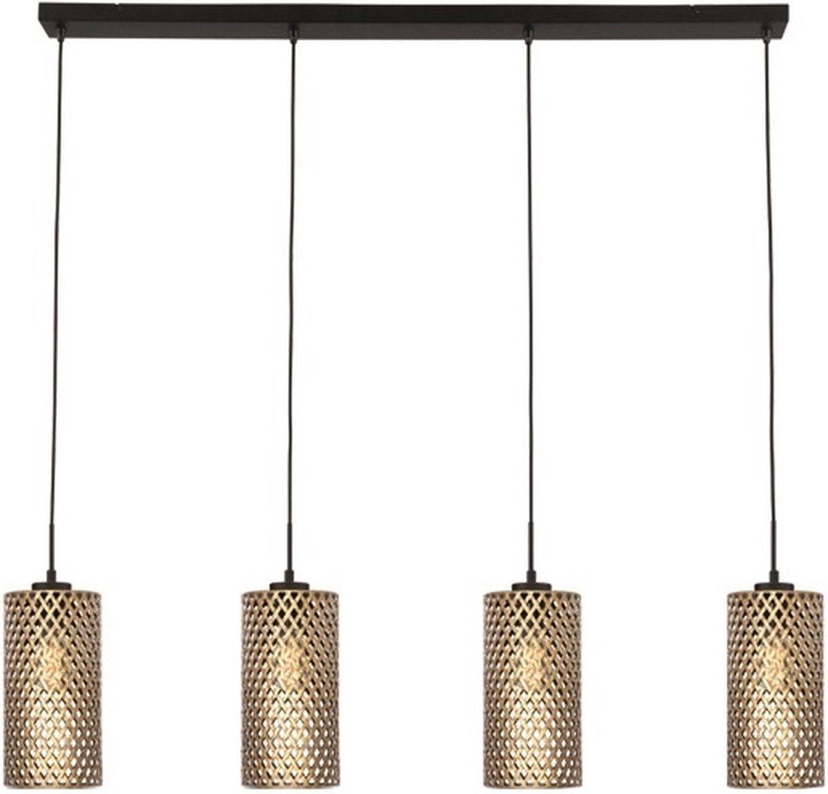 LT-Luce Freelight Cestino Hanglamp Zwart - Goud 4 Lichts