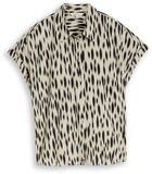 Tom Tailor - Losvallende blouse met linnen - Maat 36 - sand stone beige abstract dot