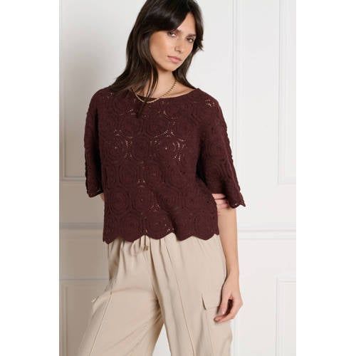 LOLALIZA top donkerbruin crochet