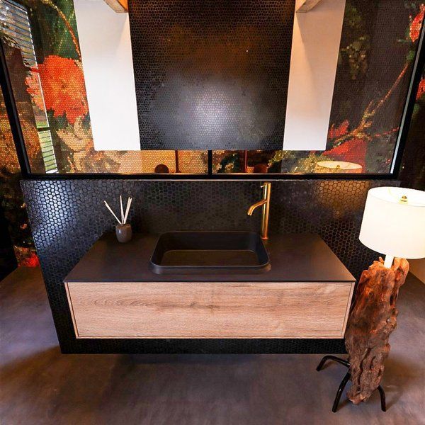 Mondiaz ERIN 120cm badmeubelset onderkast Washed oak met 1 lade Wastafel RIDGE midden 1 kraangat Urban ERIN11436