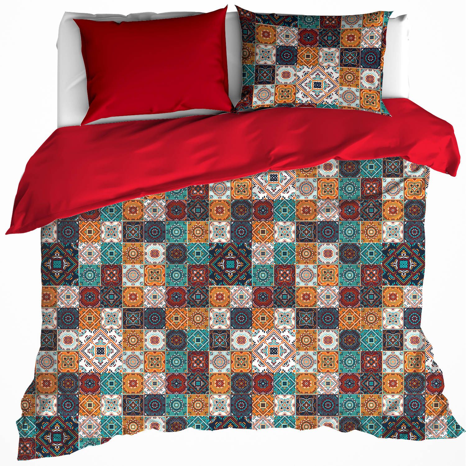De Witte Lietaer Dekbedovertrek Ankara - Hotelmaat - 260 x 240 cm - Rood - Katoen