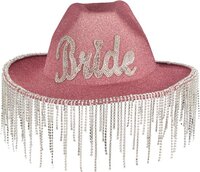 Ginger Ray Roze Glitter Bride Cowboyhoed voor Vrouwen - Hen Party
