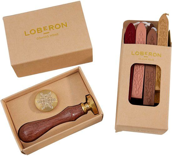 Loberon Wasstempel en zegelwas Movique bruin/rood/goud