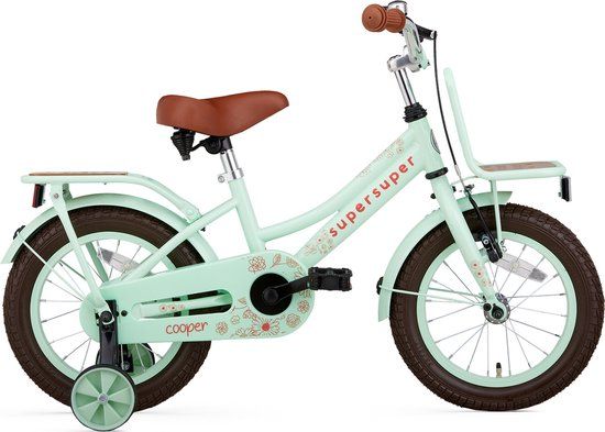 Supersuper Cooper Bamboo Kinderfiets - 14 inch - Pistache Groen - Meisjesfiets