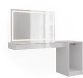 Vicco Kaptafel met licht Sherry, Wit, 160.2 cm met LED-spiegel en module met kledingstang
