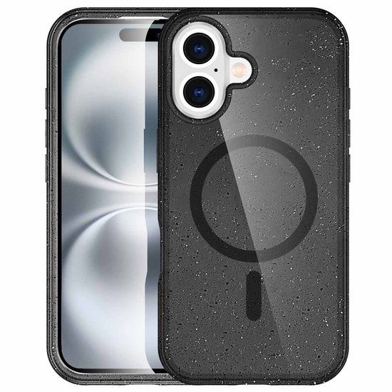 imoshion Sparkle Backcover met MagSafe voor de Apple iPhone 16 - Glitter Zwart