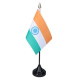Merkloos / Sans marque India Vlag India tafelvlaggetjes - 1x stuks - 10 x 15 cm vlag - zwarte standaard - Supporters - Versiering - Sport - Fans - India