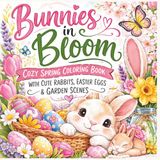 Bunnies In Bloom: A cozy spring coloring book with cute rabbits, easter eggs and garden scenes