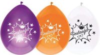 Haza Ballonnen geslaagd thema - 8x - oranje/wit/paars - latex - 27 cm - examenfeest versiering