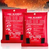 Merkloos 2 Stuks Brandblusdeken 150x150 cm - Veiligheidsdeken voor Keuken, Auto en Kamperen