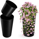 Merkloos KADAX Bloempot met houtspaanders, elegante bloempot met uitneembare inzet, bloempotbescherming voor kantoor, bloembak, pot, tuinschaal (zwart, diameter 30 cm)