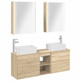 vidaXL Badkamermeubel Set 5-delig Sonoma Eiken Bewerkt hout en glas