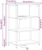 vidaXL Nachtkastje Rook Eiken 55 x 31 x 76 cm Bewerkt hout