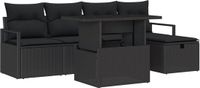 vidaXL Tuinbank Set 6-delig Zwart Polyrattan