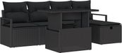 vidaXL Banc de jardin 6 pièces noir polyrattan