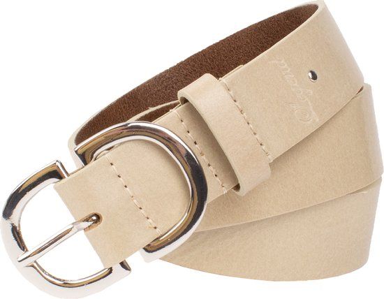 Legend Van Zon Mode Legend Dames Leren Riem Crème 90cm