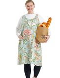 APRONNER Grote Plus Size Schorten voor Vrouwen met Zakken Katoen Linnen Bakken Keuken Koken Groene Bloem
