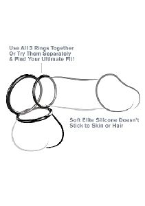Fantasy C-Ringz - Silicone 3-Ring Stamina Set - Black