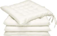 Beautissu Lea – Stoelkussens Eetkamer 40x40 cm – Set van 4 Zitkussen met Lint Creme