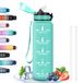 Drinkfles, Icecat Drinkfles, 1 liter, lekvrije fitnessfles, motiverende waterfles met tijdschaal, drinkfles met rietje, gemakkelijk te reinigen, drinkfles voor sport, fitness, wandelen, fietsen, yoga