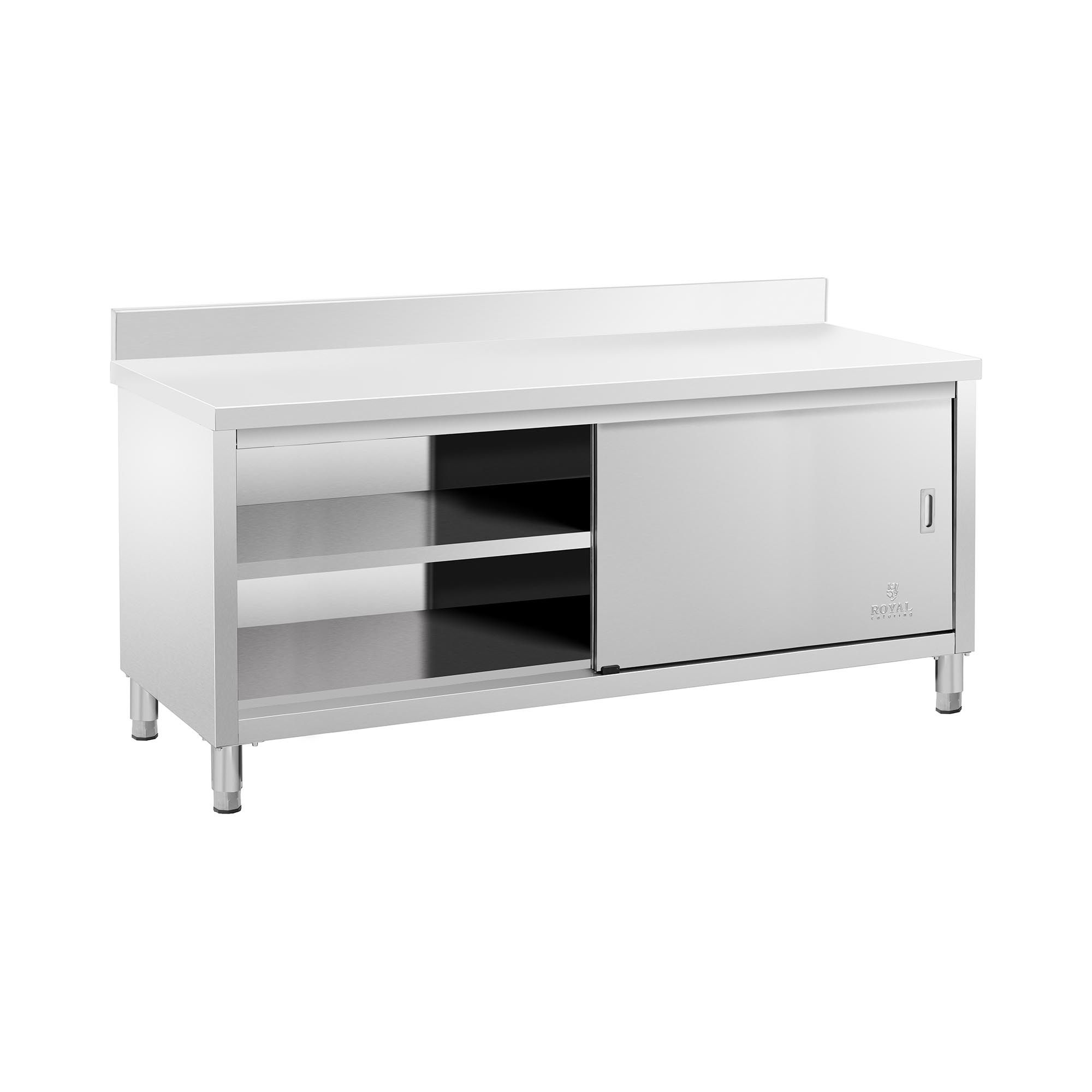 Royal Catering RVS werkkast - opstand - 200 x 60 cm - 600 kg laadvermogen