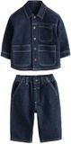 Next Jongens Set van denim shacket en jeans met wijde pijpen - Blauw