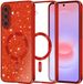 Techsuit Hoesje geschikt voor Samsung Galaxy A37 - Luxury Glitter Back Cover - Geschikt voor MagSafe - Rood