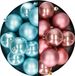 Decoris - Kerstballen 24 stuks - Mix Oudroze/IJsblauw - 6 cm - Kunststof