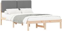 vidaXL Bedframe met gestoffeerd hoofdeinde, lichtgrijs, 120 x 190 cm