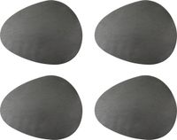 Mikasa Placemats, Set van 4 Stuks, Kiezel Vorm, Kunstleer, 38 x 30 CM, Slate Grijs