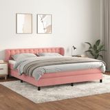 vidaXL Boxspringbed met matras, fluweel, roze, 180x200 cm