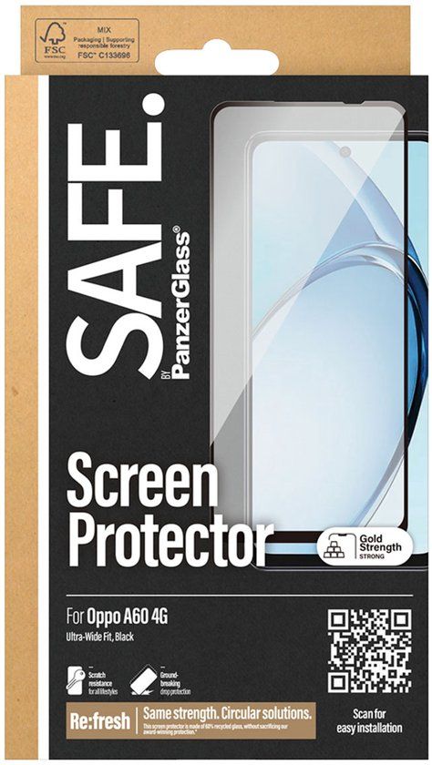SAFE by PanzerGlass Ultra-Wide Fit Screenprotector voor de Oppo A60 4G