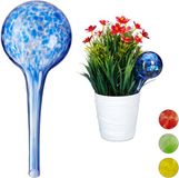Merkloos Relaxdays 4x waterdruppelaar - glas - waterbollen voor planten - Ø 6 cm - blauw
