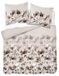 Parure de lit en satin, 100 % coton, haute qualité, 200 x 220 cm, 5776b, fleurs beiges