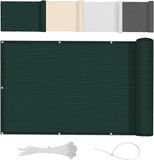 Brise-vue 0,7x3m - Balcon étanche avec protection UV - Panneau de balcon résistant aux intempéries avec supports de câble, vert foncé