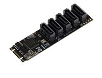 KALEA-INFORMATIQUE M.2 controller kaart (M2 NGFF) Type PCIe M of B+M Key 5 Port SATA 3.0 6Gbps met JMB585 Chipset
