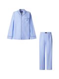 Hackett London Pyjama lang lichtblauw / wit
