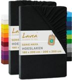 Lavea® Set van 2 Hoeslakens 180x200 cm – Zwart